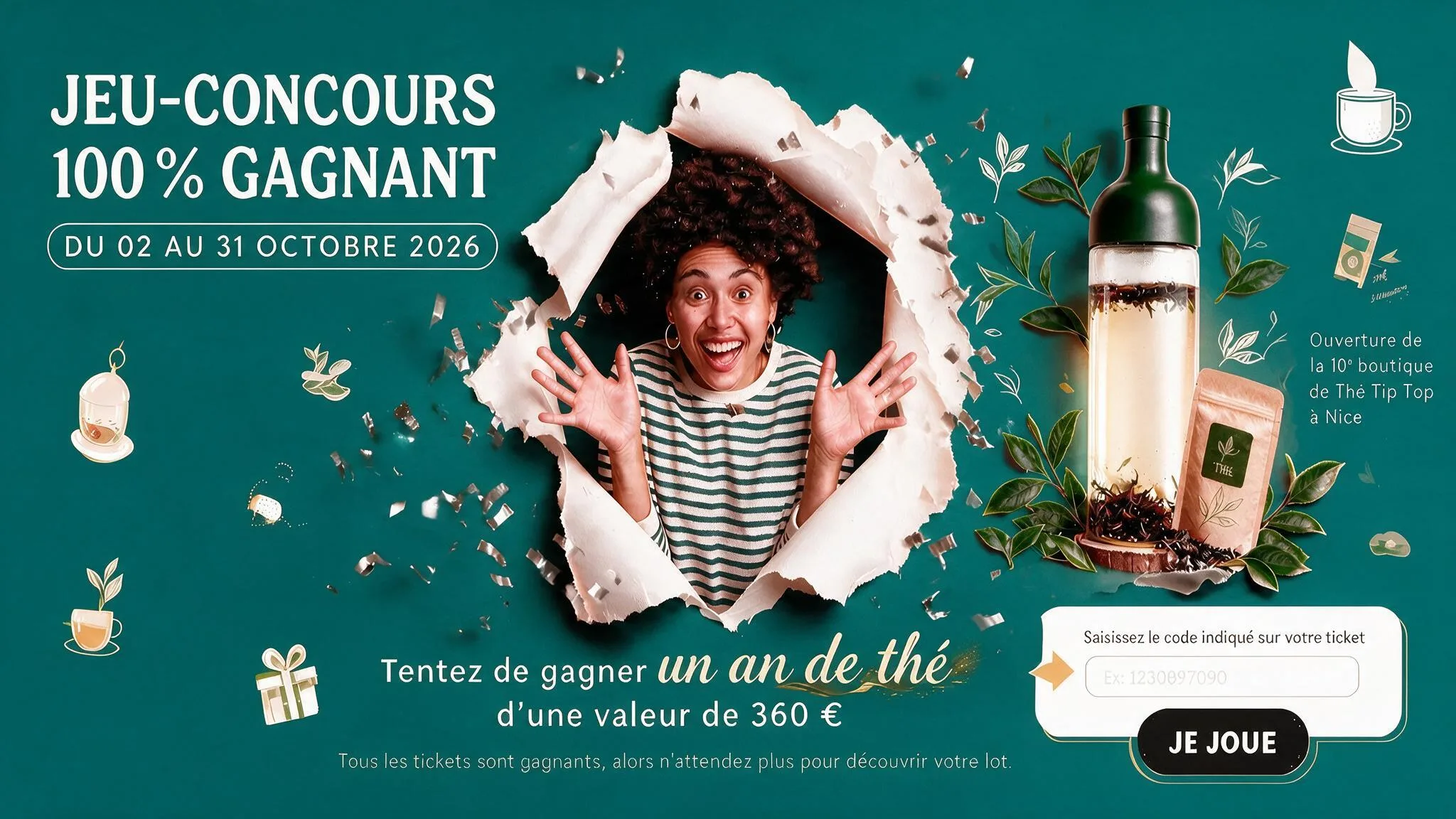 Infuseur à thé Thé Tip Top, lot garanti du jeu-concours 100 % Gagnant